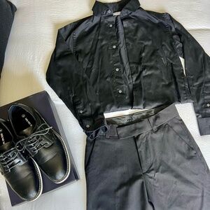 Boys size 10 black shirt, black pants and size 10 shoes